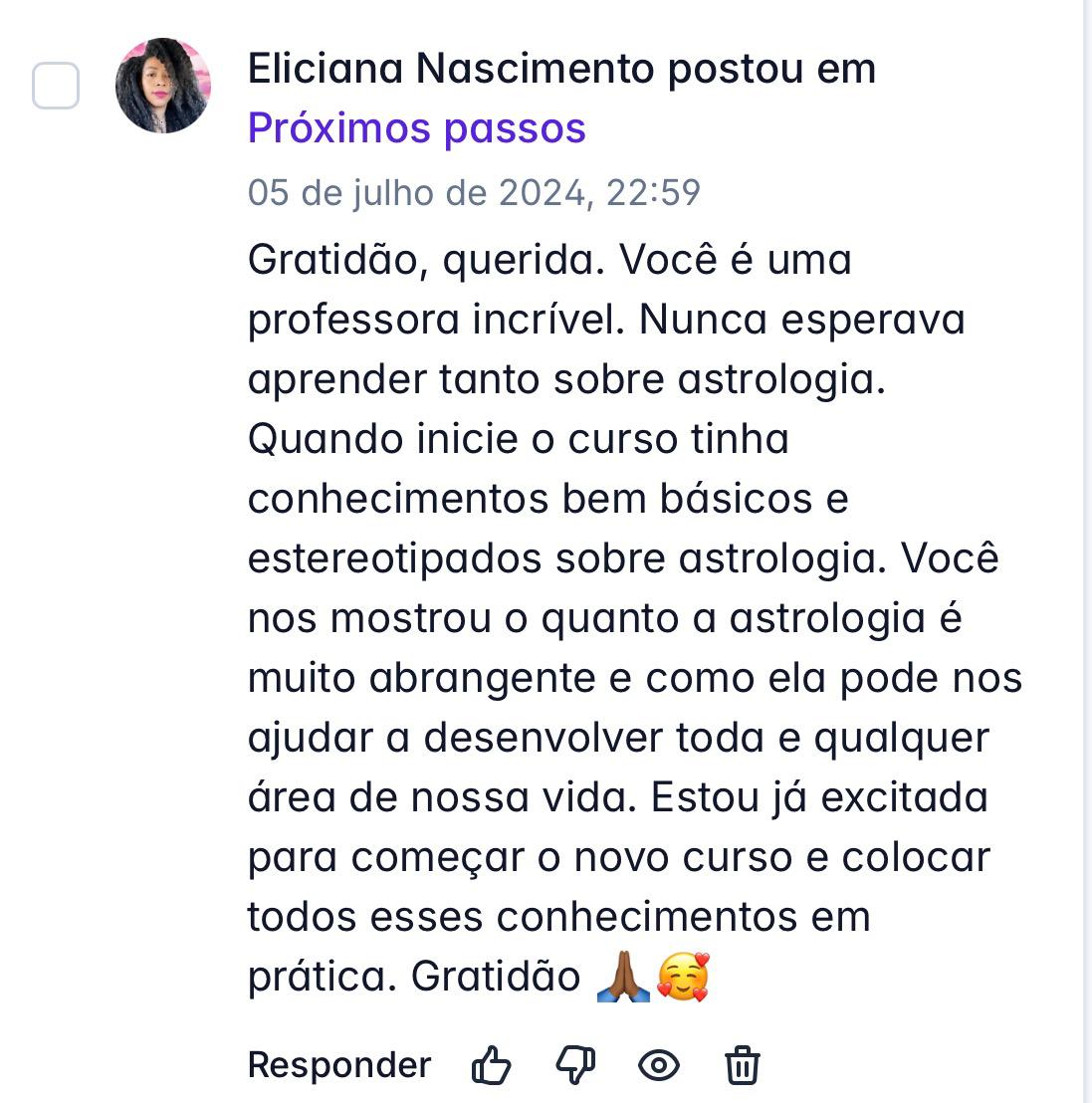 Depoimento de aluno 1