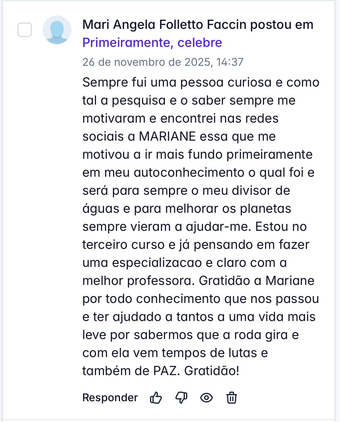 Depoimento de aluno 13