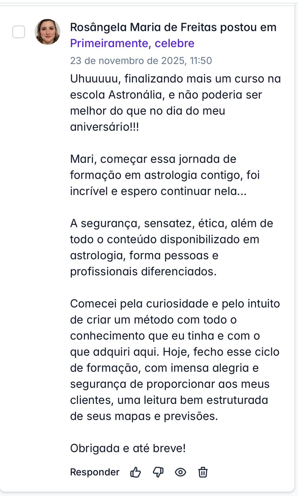 Depoimento de aluno 15